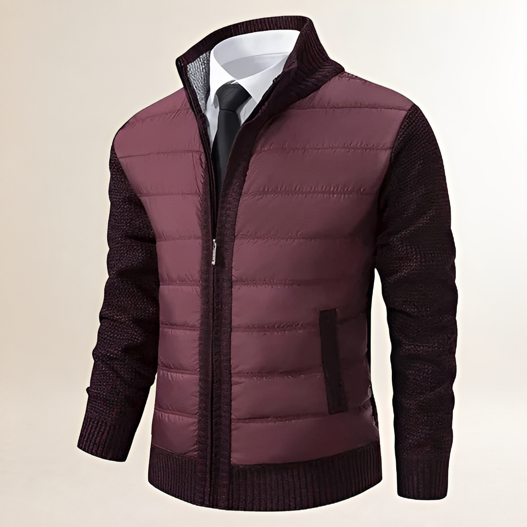 Herren Jacke Steppung mit Reißverschluss und hohem Kragen - Slim Fit