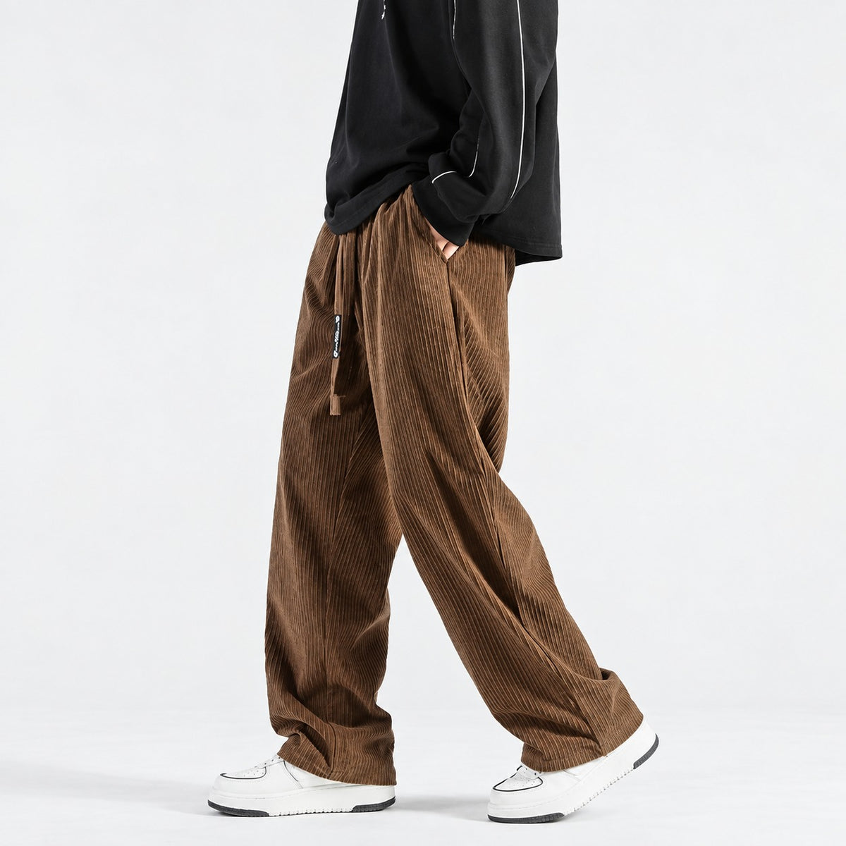 Herren Jogginghose mit Lockerem Schnitt Drawstring Bund Weite Beinlinie