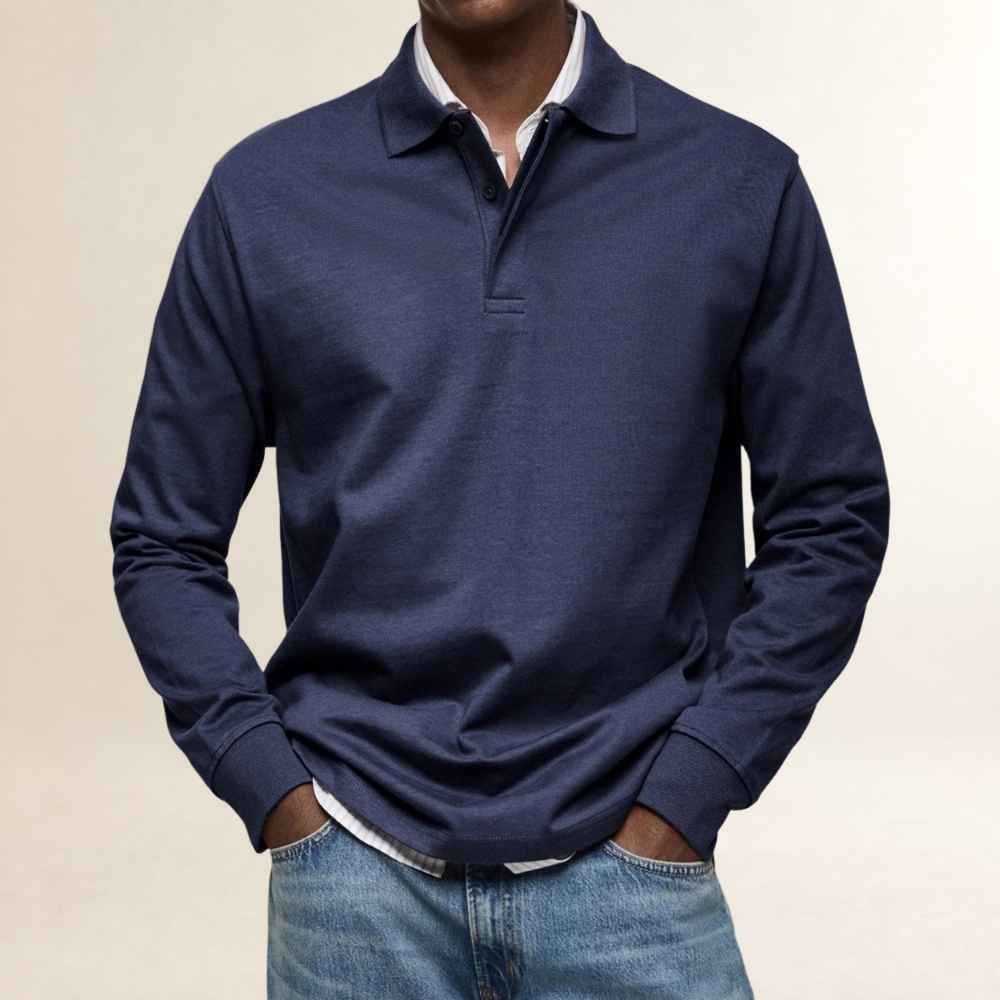 Herren Langarm Polo-Shirt - Klassischer Schnitt, Knopfleiste, Vielseitig kombinierbar