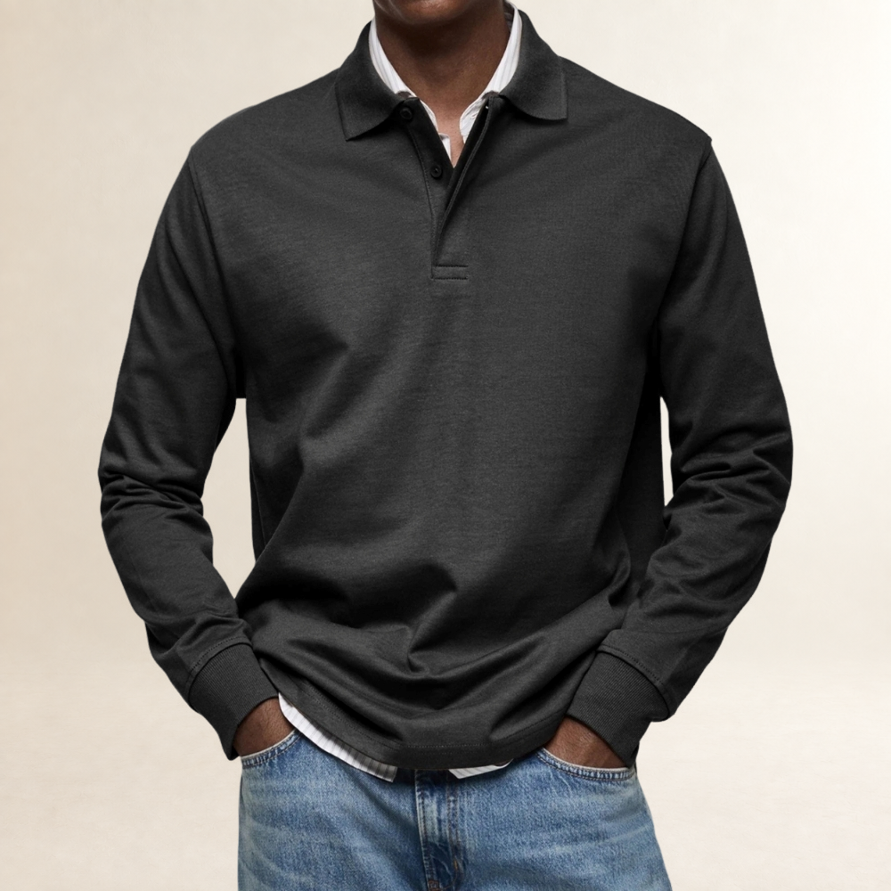 Herren Langarm Polo-Shirt - Klassischer Schnitt, Knopfleiste, Vielseitig kombinierbar