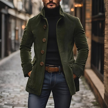 Herren Modejacke Peacoat Slim Fit mit Stehkragen und Knopfverschluss