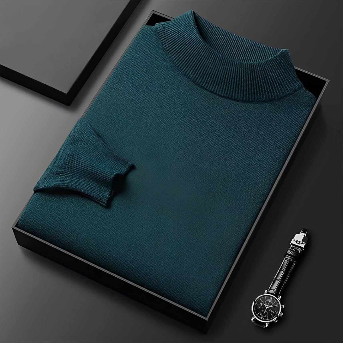 Herren Pullover Hochkragen mit Rippbündchen und modernem Schnitt