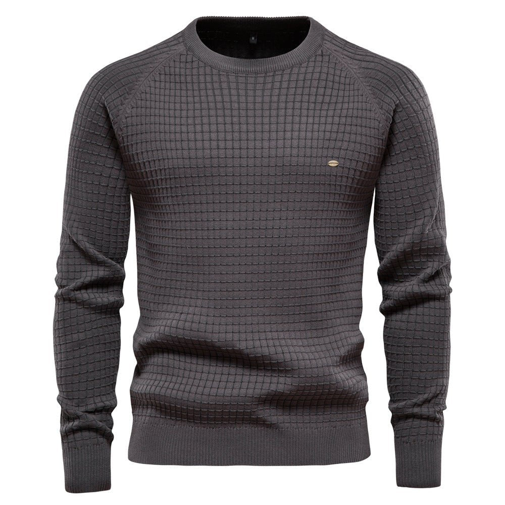 Herren Pullover mit Strukturiertem Rundhalsausschnitt - Longsleeve Regular Fit