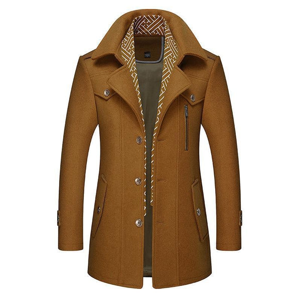 Herren Trenchcoat mit Doppelknopfverschluss - Knielang, seitliche Taschen, modern geschnitten