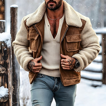 Herren Utility Jacke mit Reverskragen, taillierter Schnitt, Mehrere Taschen