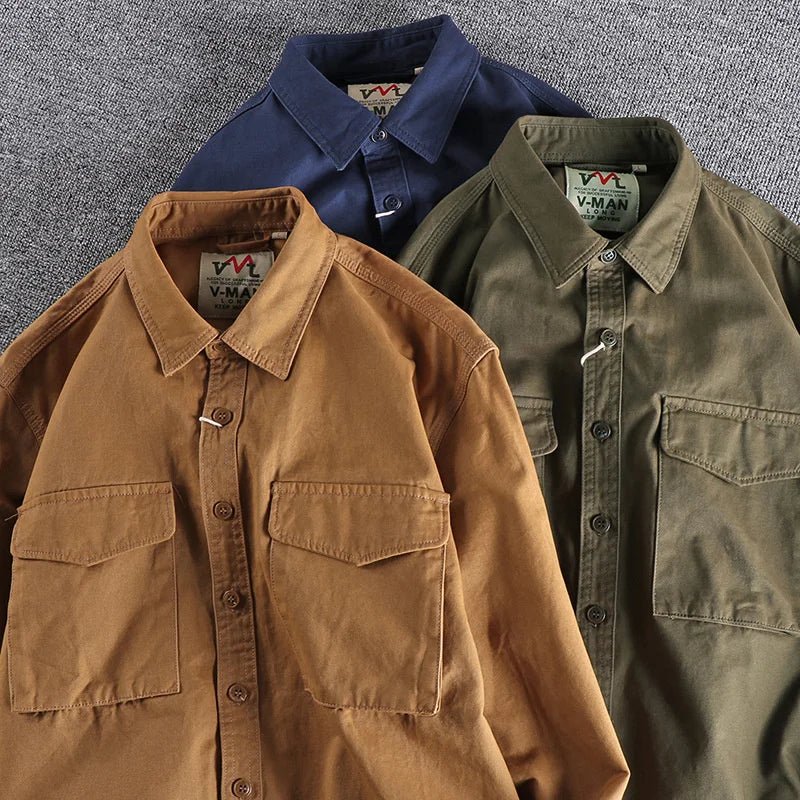 Herren Utility Shirt mit Knopfleiste, Brusttaschen, reguläre Passform