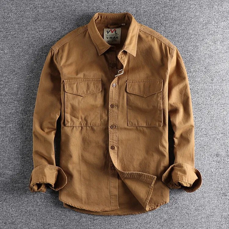 Herren Utility Shirt mit Knopfleiste, Brusttaschen, reguläre Passform