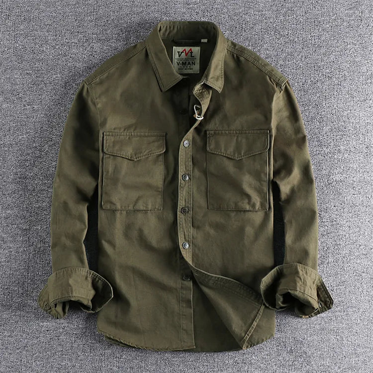 Herren Utility Shirt mit Knopfleiste, Brusttaschen, reguläre Passform