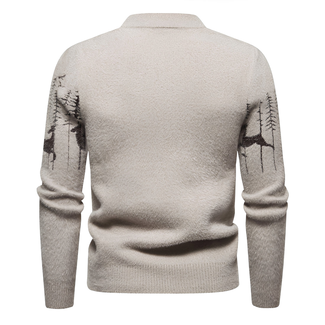 Herren Weihnachts-Sweater mit Hirsch- und Waldmuster Regular Fit