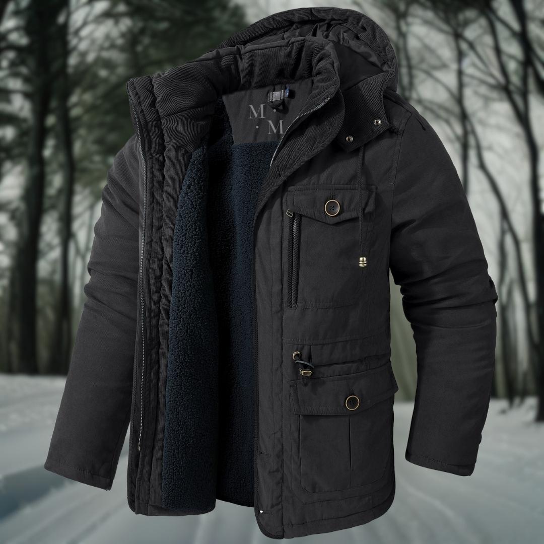 Herren Winterjacke mit Kapuze, gesteppte Optik, mehrere Taschen, regulärer Schnitt