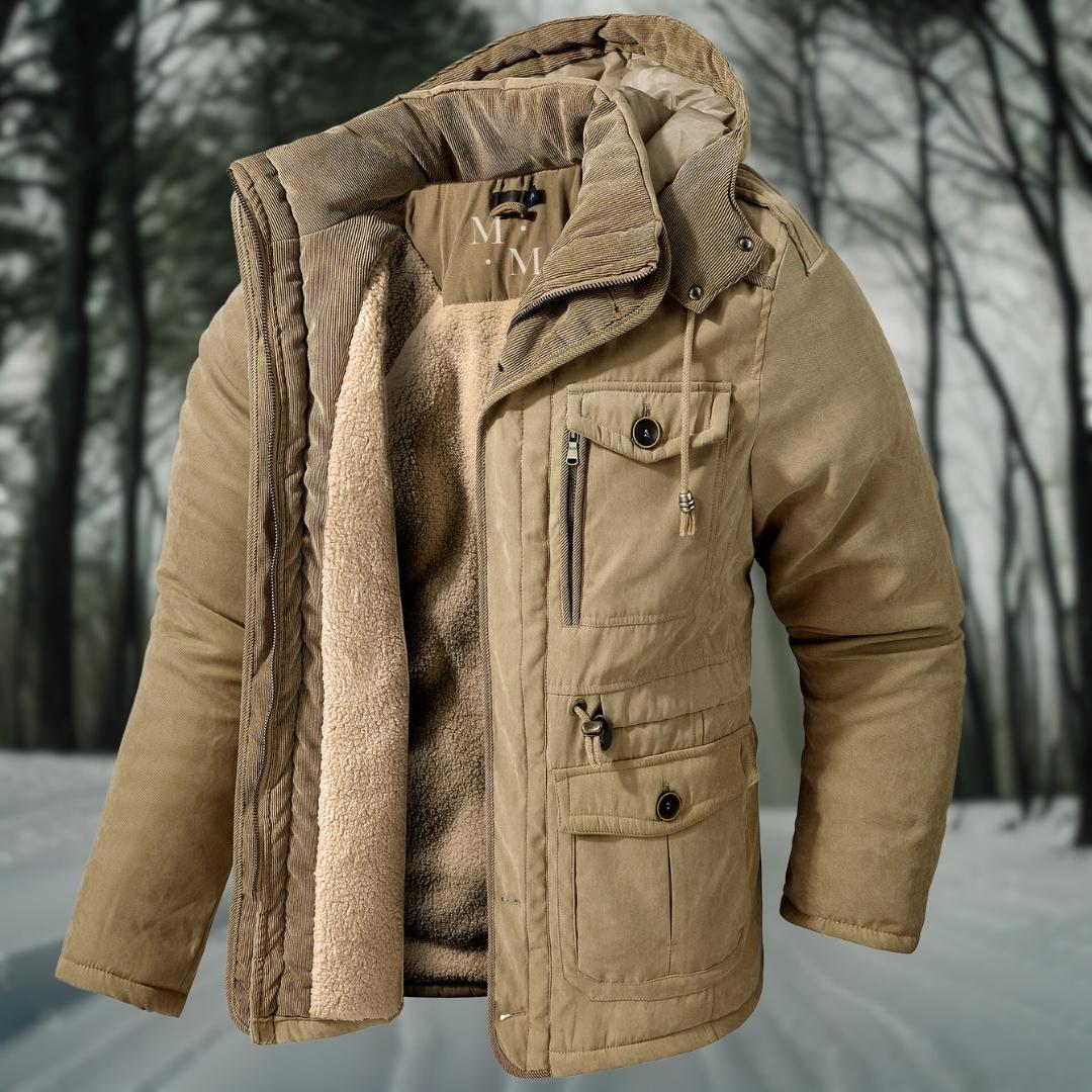 Herren Winterjacke mit Kapuze, gesteppte Optik, mehrere Taschen, regulärer Schnitt