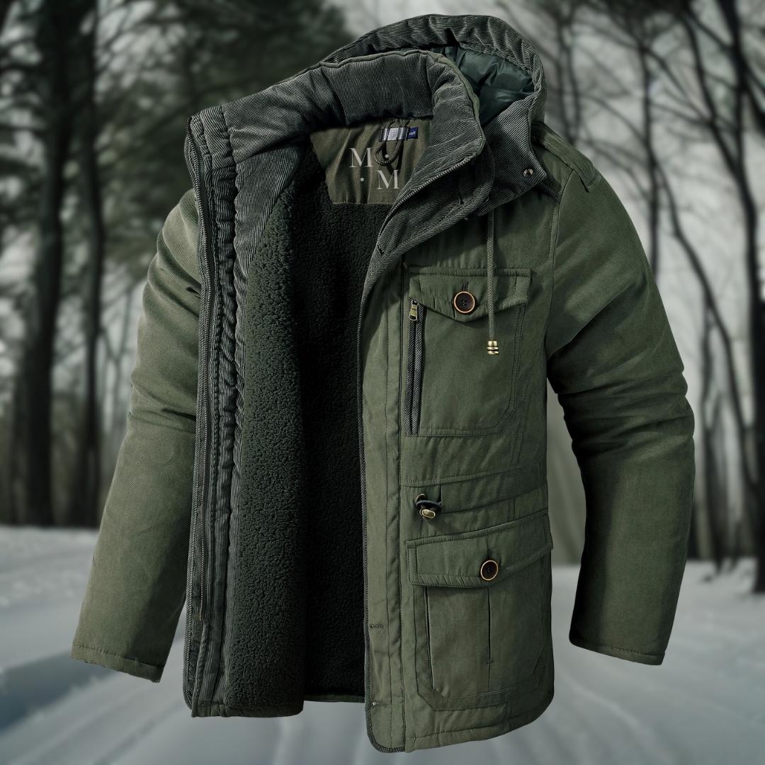 Herren Winterjacke mit Kapuze, gesteppte Optik, mehrere Taschen, regulärer Schnitt