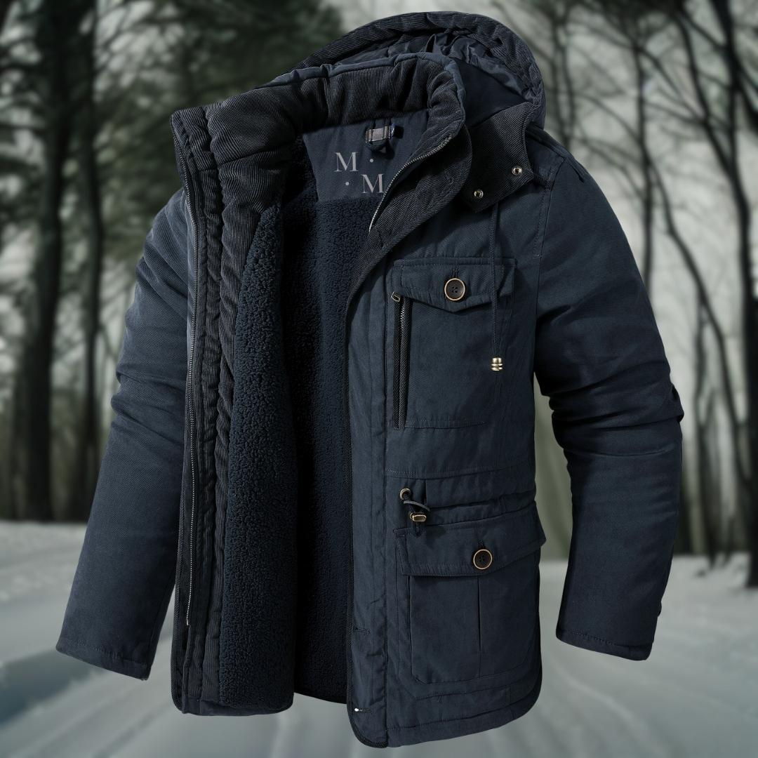 Herren Winterjacke mit Kapuze, gesteppte Optik, mehrere Taschen, regulärer Schnitt