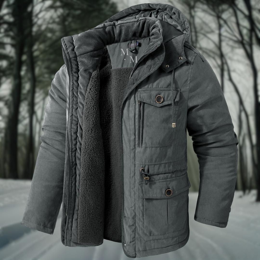 Herren Winterjacke mit Kapuze, gesteppte Optik, mehrere Taschen, regulärer Schnitt