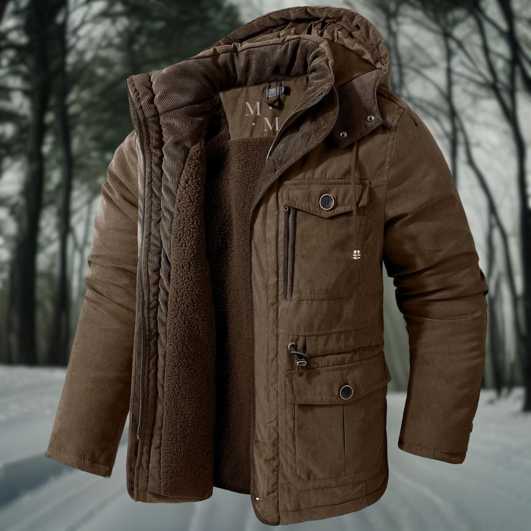 Herren Winterjacke mit Kapuze, gesteppte Optik, mehrere Taschen, regulärer Schnitt