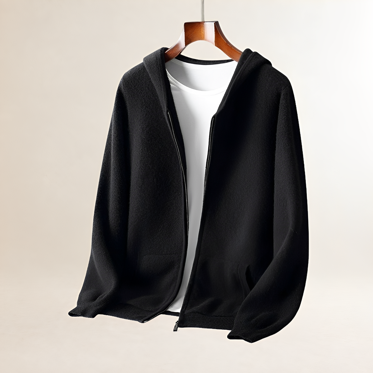 Herren Zip-Hoodie mit Textur-Design und Taschen - Relaxed Fit, Reißverschluss