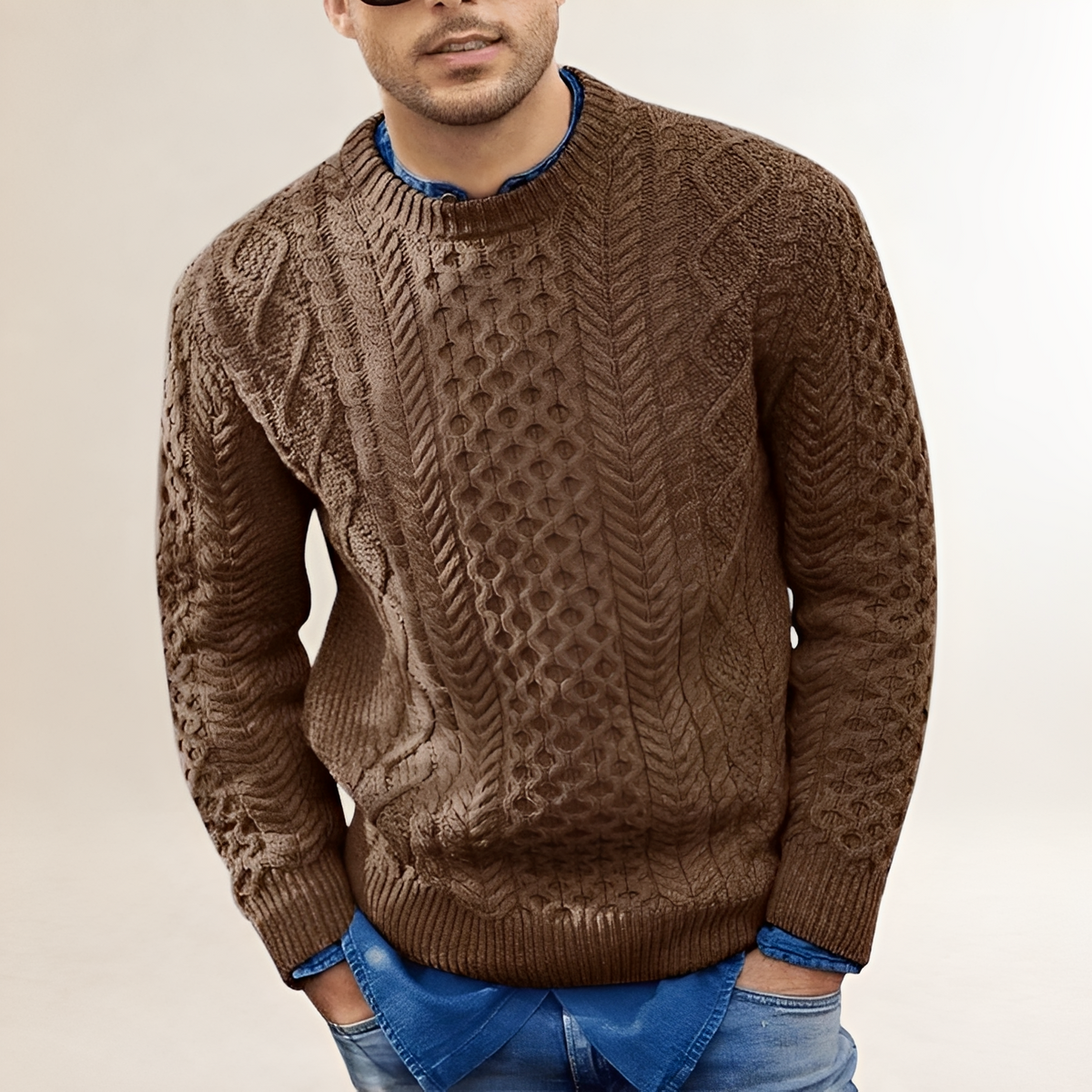 Herrn Pullover - Strukturierte Optik, Rundhalsausschnitt, Regular Fit, Lässiger Stil