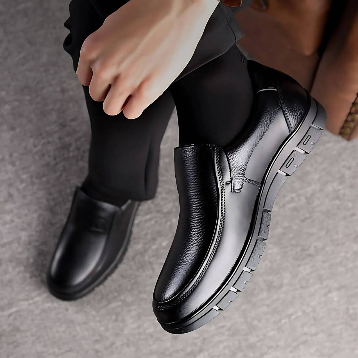 Loafers Herren Slip-On Schuhe Komfortables Design Runder Zeh Texturierte Oberfläche