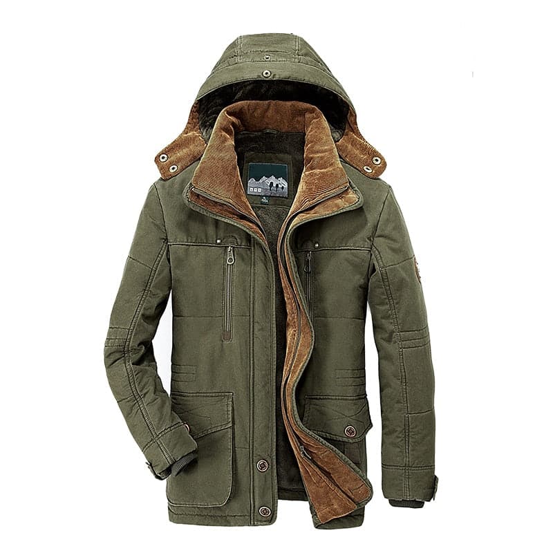 Winterparka für Männer mit Kapuze, minimalistisches Design, regulärer Schnitt