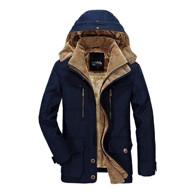 Winterparka für Männer mit Kapuze, minimalistisches Design, regulärer Schnitt