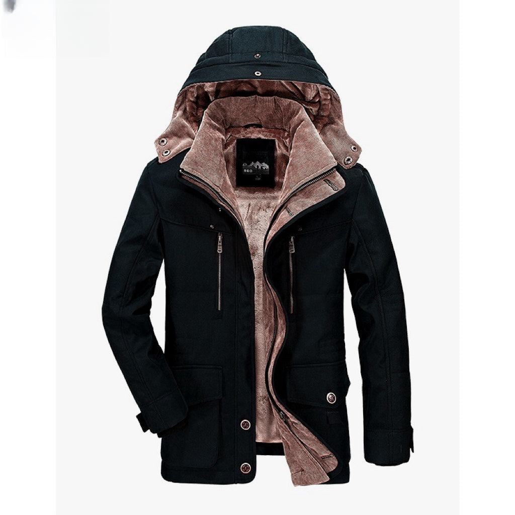 Winterparka für Männer mit Kapuze, minimalistisches Design, regulärer Schnitt
