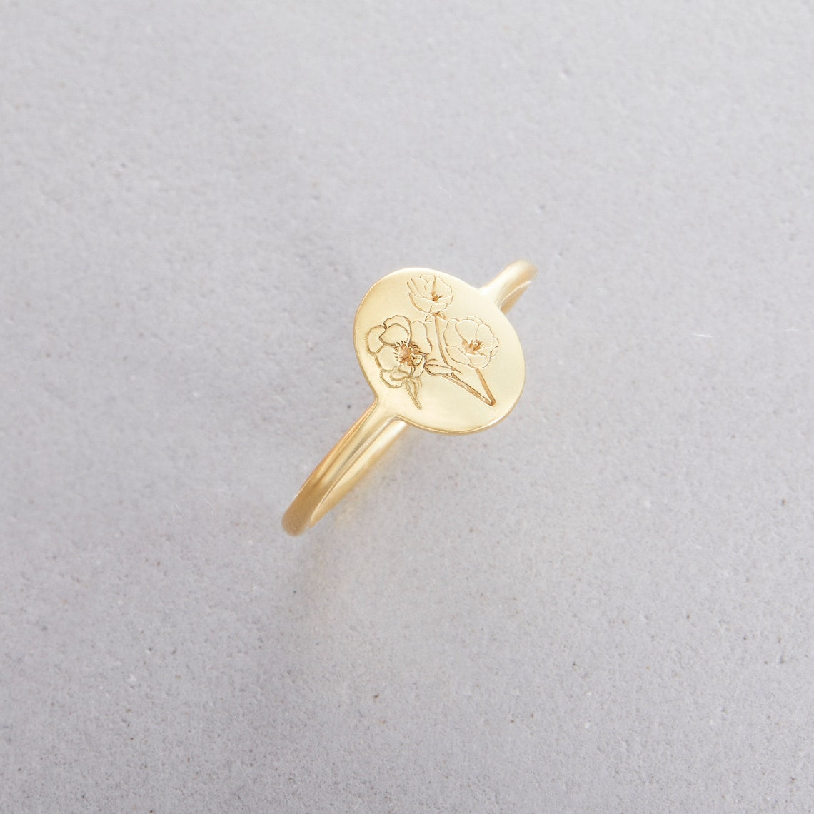 Geburtsblumenring - Feiner personalisierter Ring