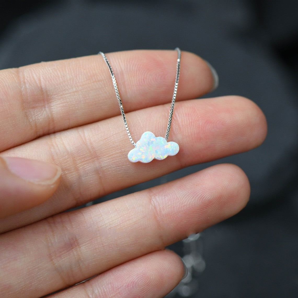 Halskette mit Wolkenopal - Halskette mit Wolkenanhänger