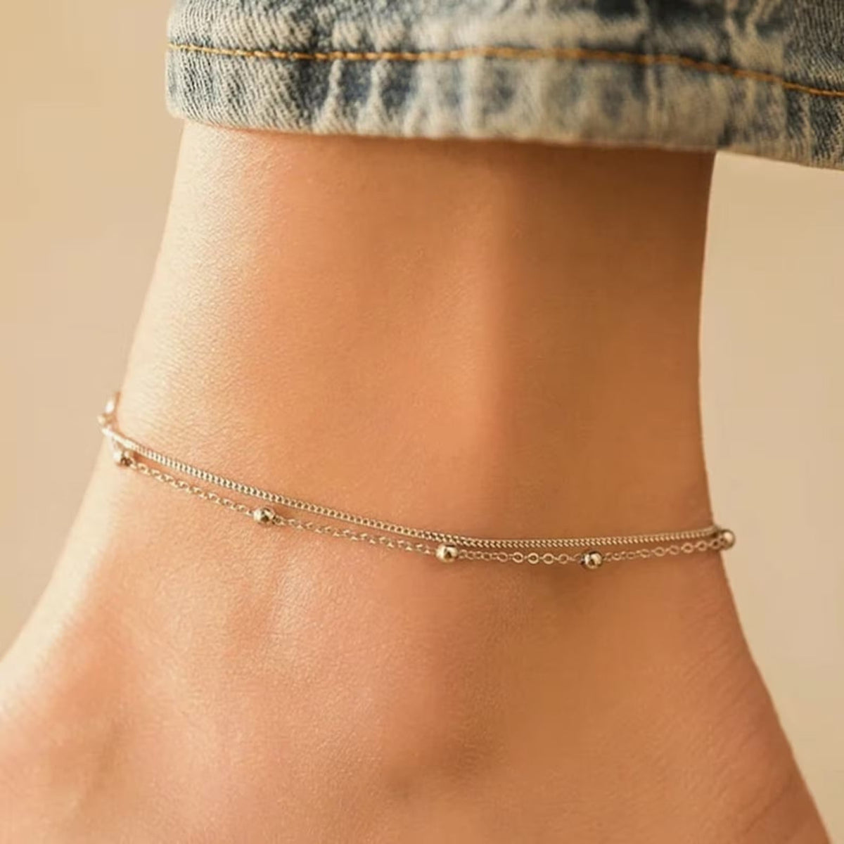 Fußkette im silbernen Stil 2