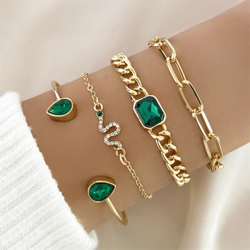Jade – Set aus Armbändern mit grünen Akzenten