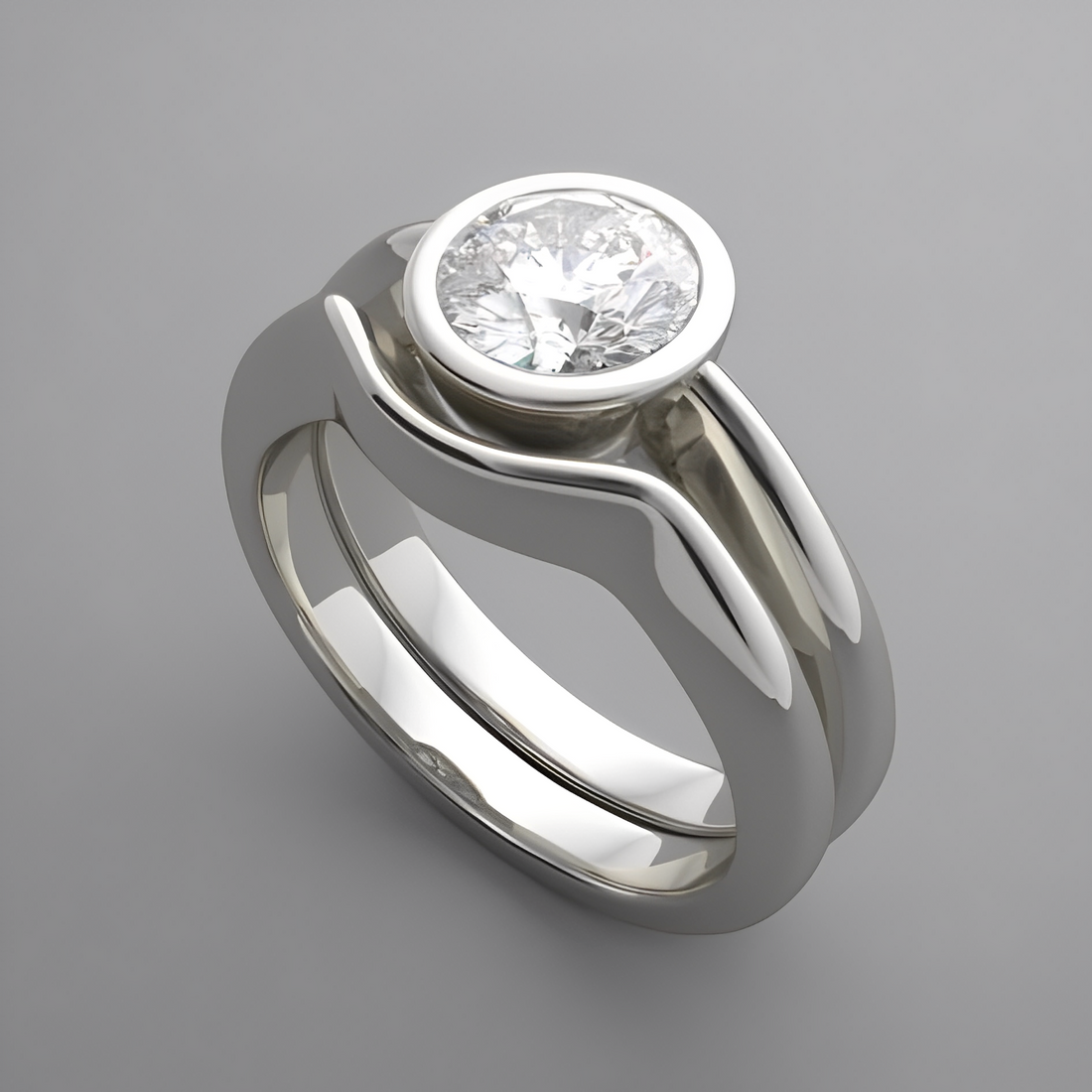 Aria – Vintage-Ring mit rundem weißen Akzent