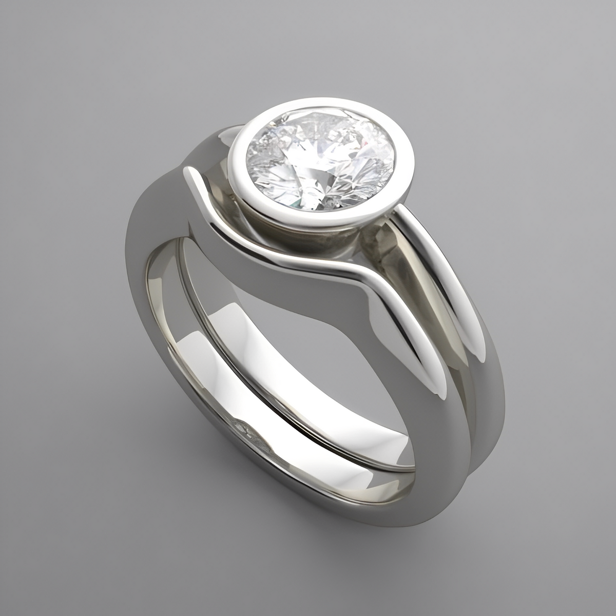 Aria – Vintage-Ring mit rundem weißen Akzent