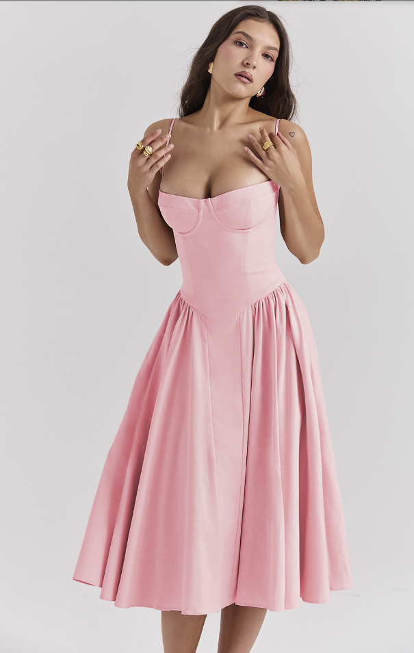 Cheri - Midikleid mit Trägern und freiem Rücken
