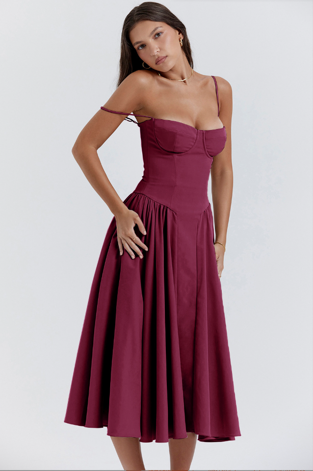 Cheri - Midikleid mit Trägern und freiem Rücken