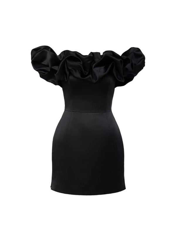 Waverly - Satin-Kleid mit schulterfreiem Volant