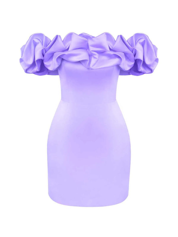 Waverly - Satin-Kleid mit schulterfreiem Volant