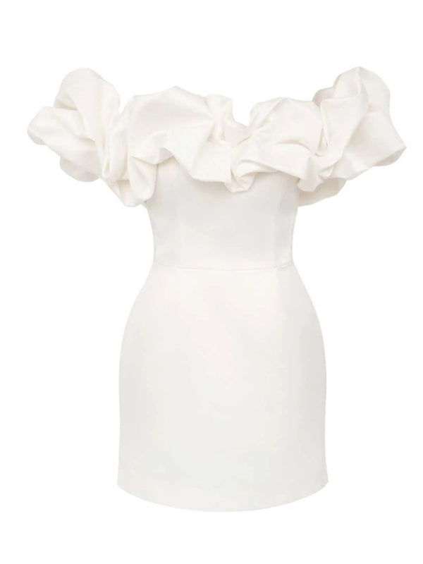 Waverly - Satin-Kleid mit schulterfreiem Volant