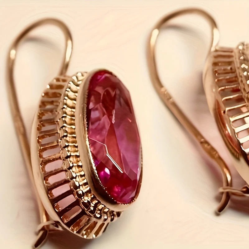 Roxane – Vintage-Ohrringe mit rotem Akzent