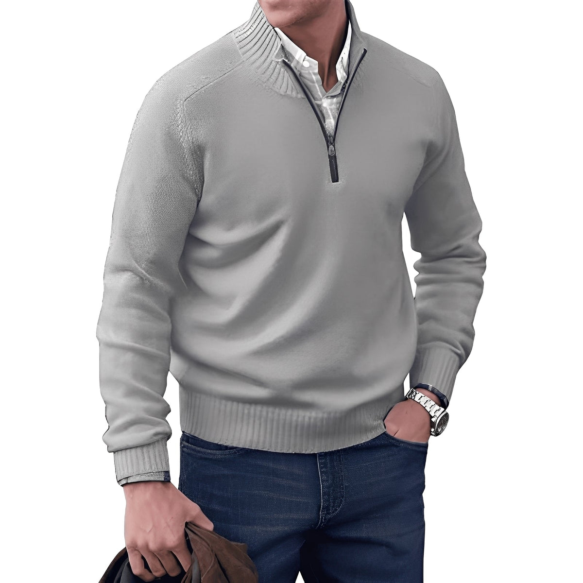 Kian - Stilvoller Herrenpullover mit funktionalem Reißverschluss