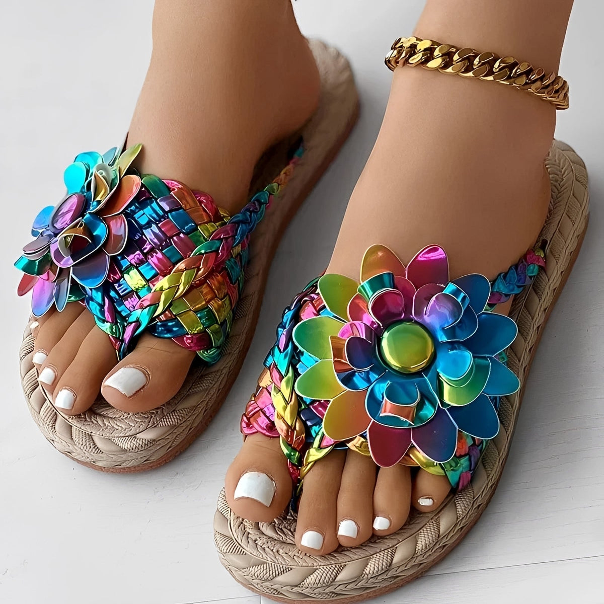 Saira - Komfortable Geflochtene Flip Flops