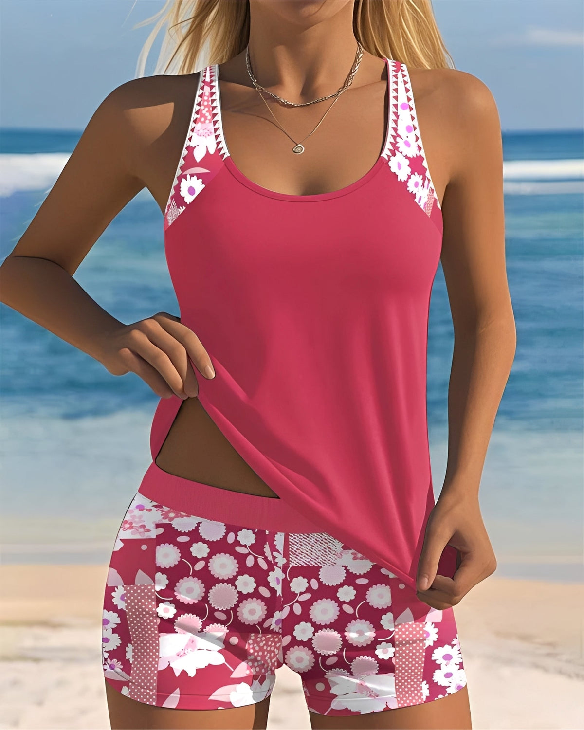Annie - Stilvolles Tankini-Badeanzug-Set mit Muster für Frauen