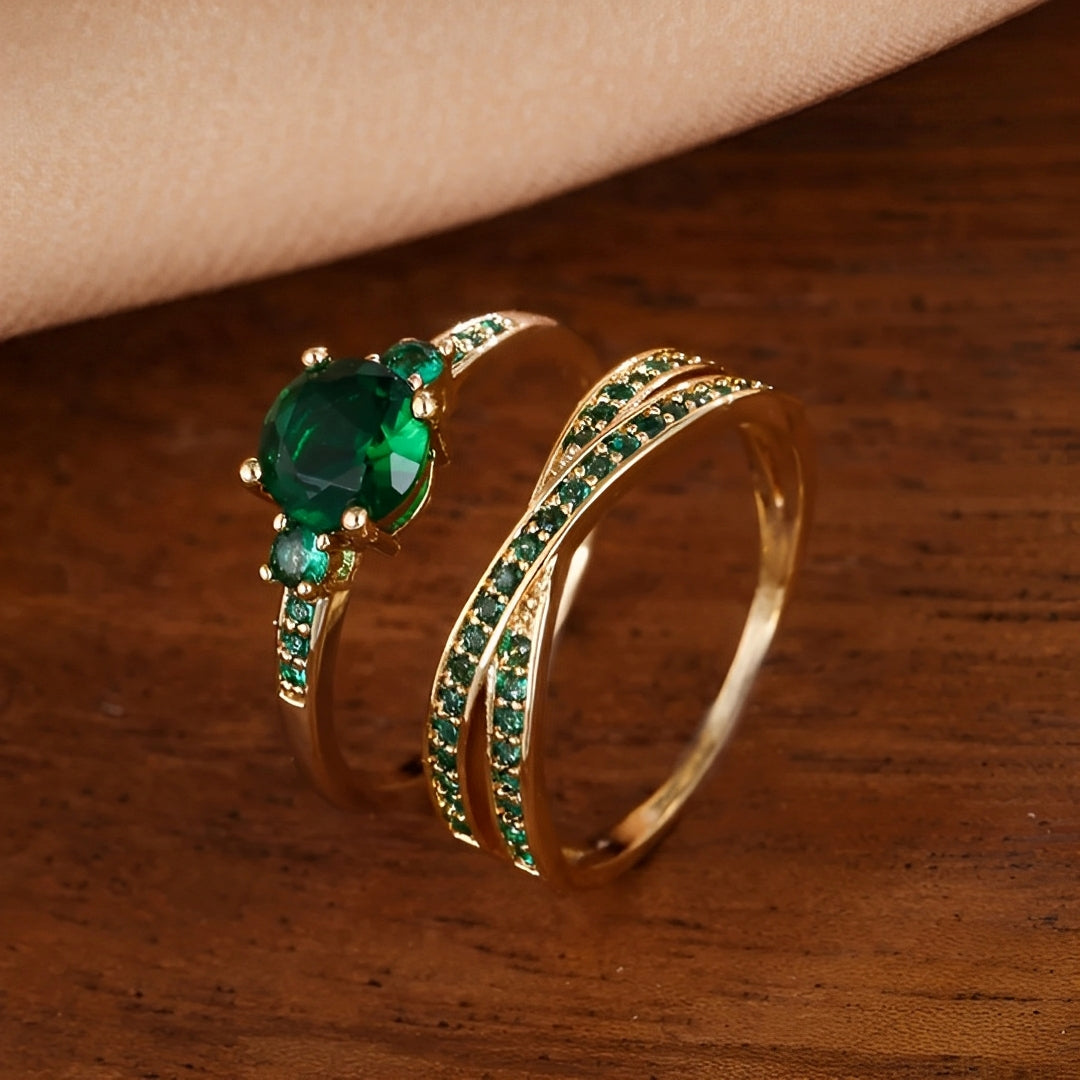 Ivy – Ring-Set mit grünen Akzenten