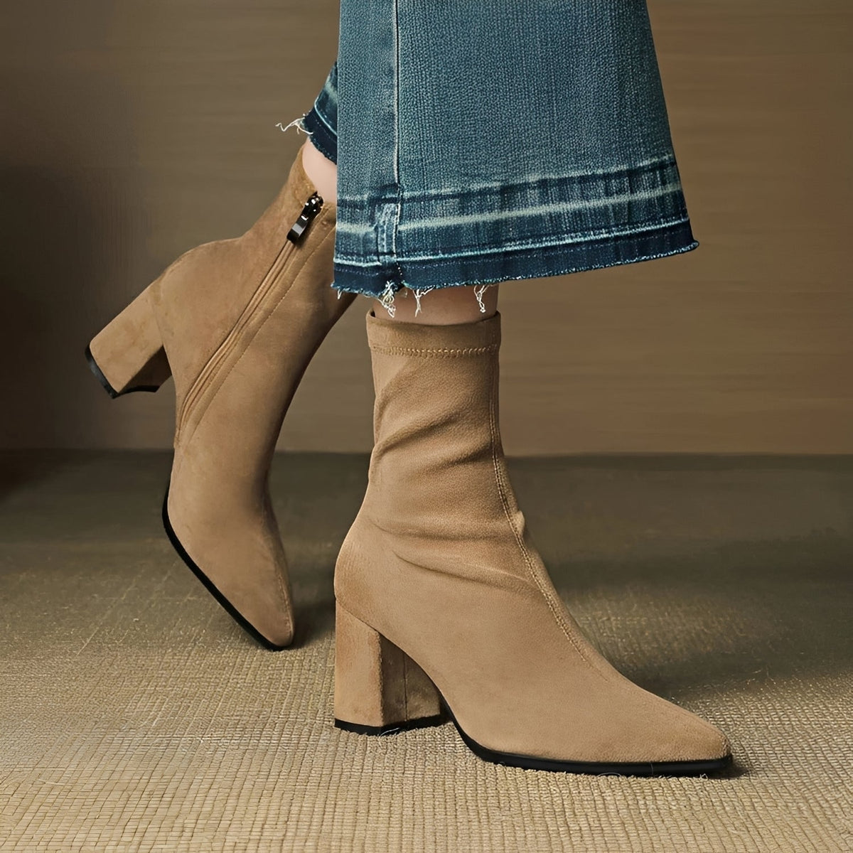 Mikayla - Bequeme Absatzstiefel mit Reißverschluss