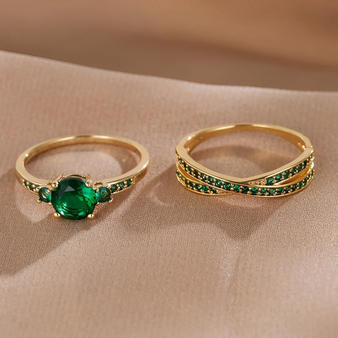 Ivy – Ring-Set mit grünen Akzenten