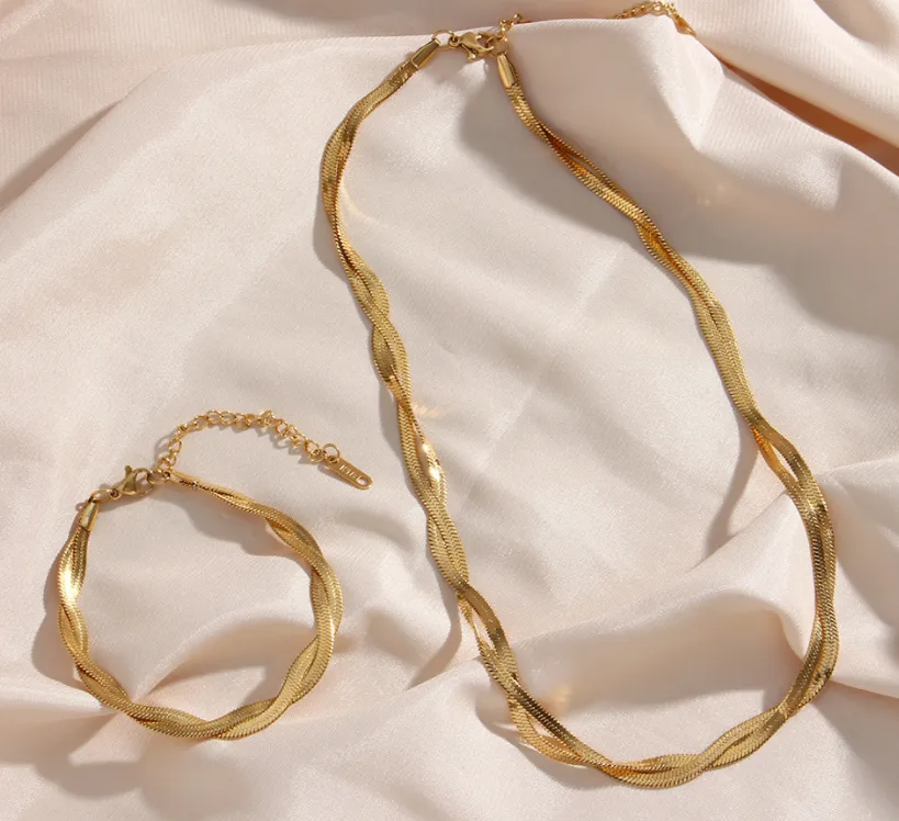 Alina – Stilvolles, geflochtenes Halsketten- und Armbandset