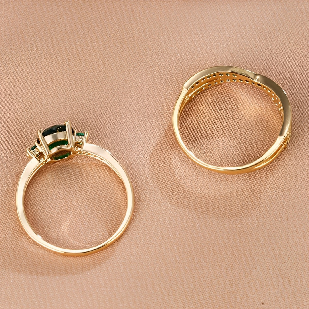 Ivy – Ring-Set mit grünen Akzenten