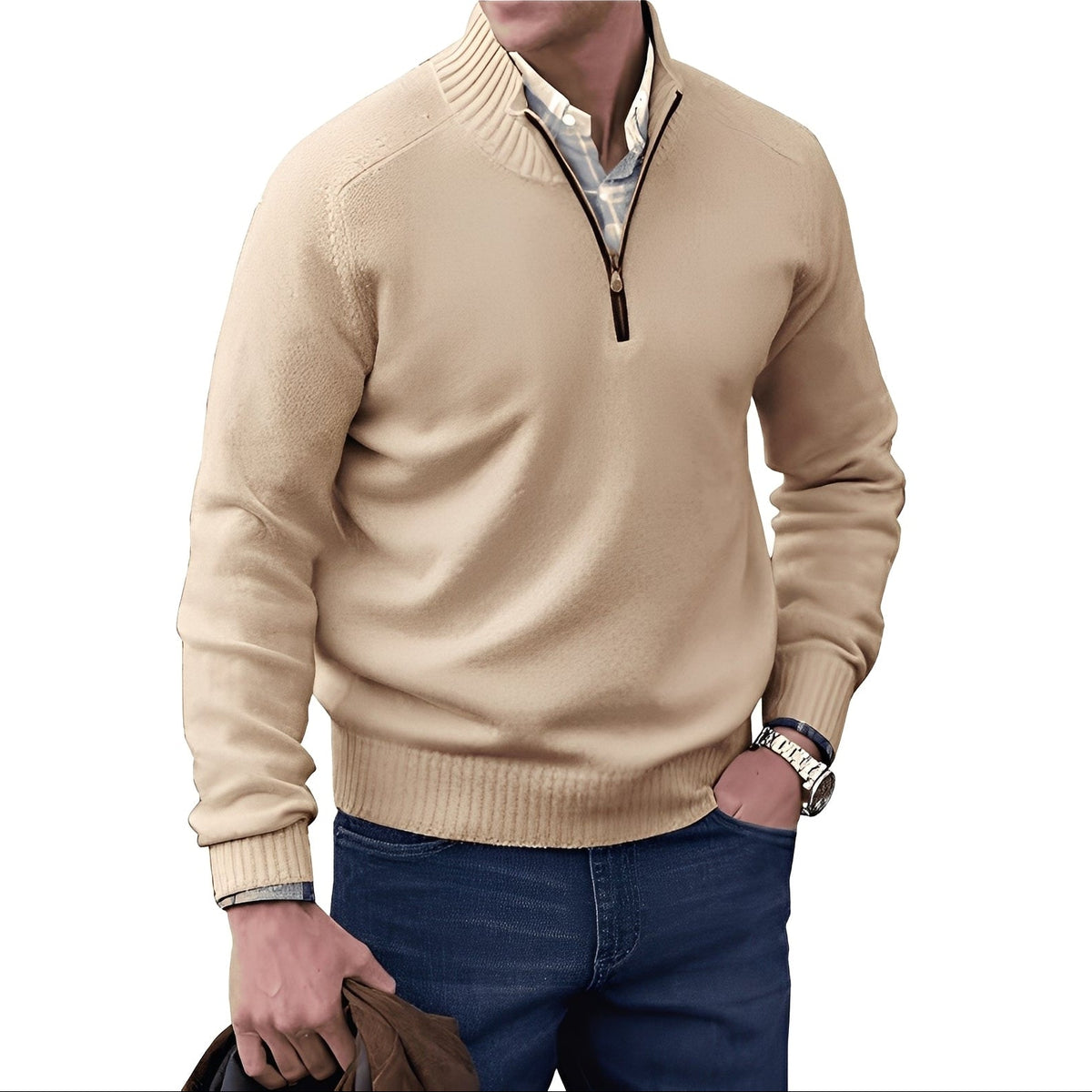 Kian - Stilvoller Herrenpullover mit funktionalem Reißverschluss