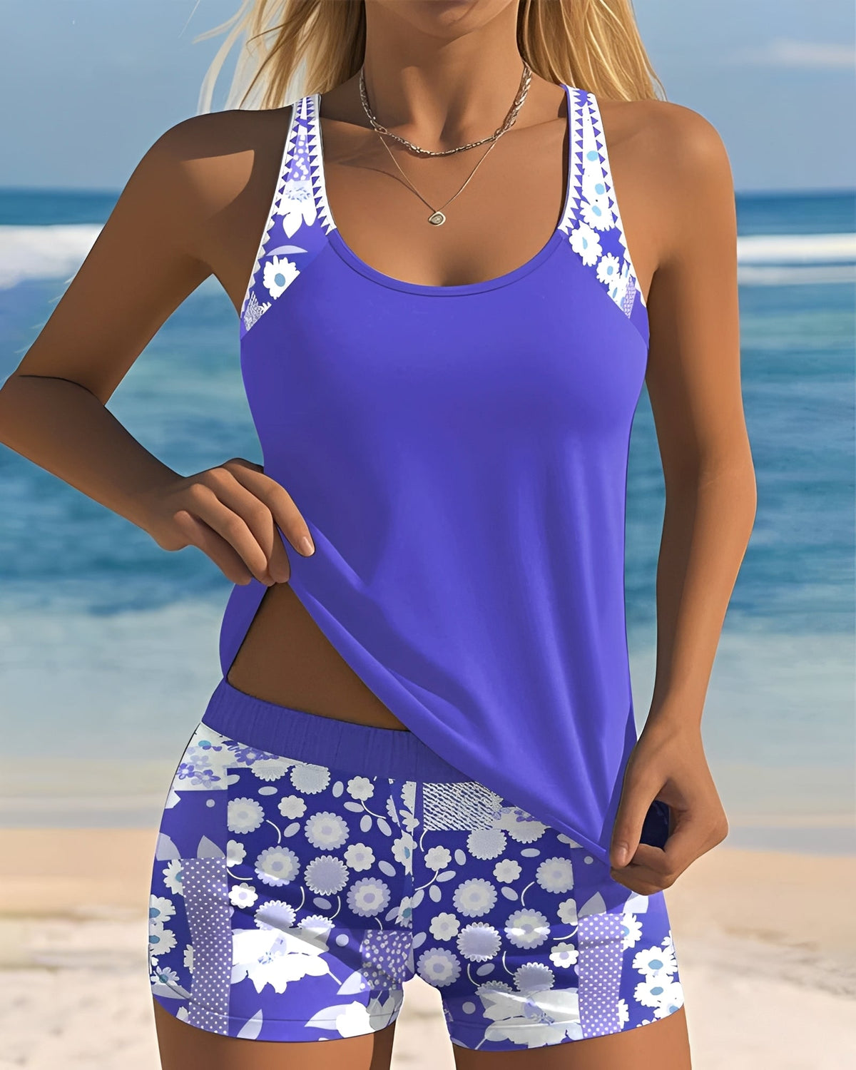 Annie - Stilvolles Tankini-Badeanzug-Set mit Muster für Frauen
