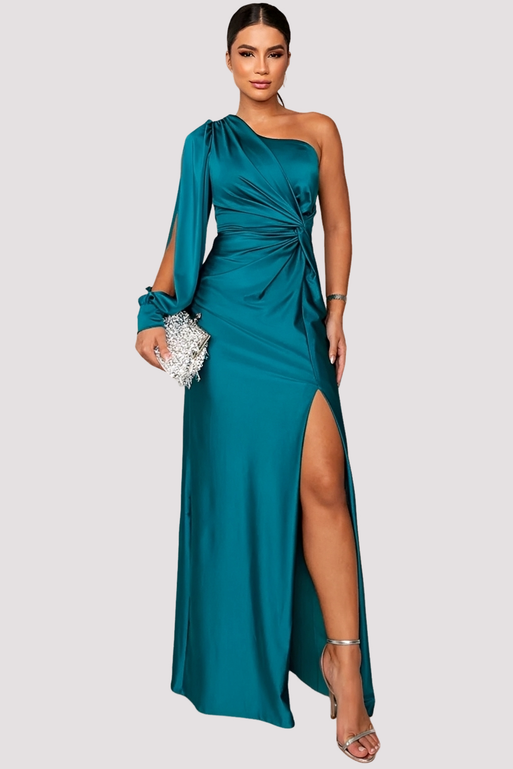 Yaseen - Elegantes Kleid mit einseitiger Schulter und Schlitz