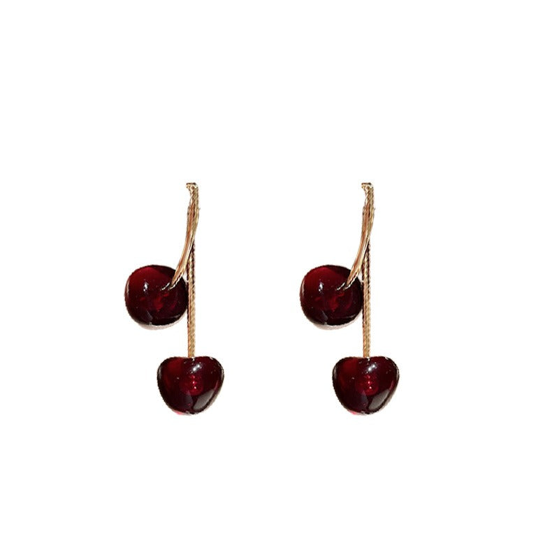 Cheri – Hängende goldene Kirschohrhänger