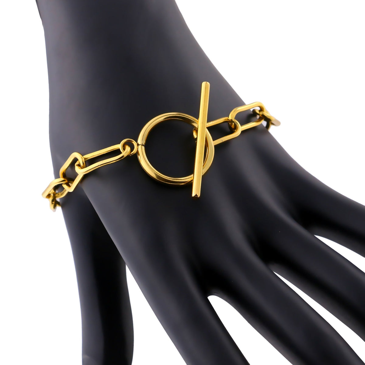 Millie – T-Bar Armband mit rechteckigen goldenen Gliedern